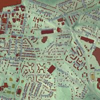 Second close-up of the map of Towson, Maryland print showing more streets and buildings