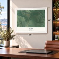 Toxey, Alabama map, 18 x 24 inch print in a white frame in a home office