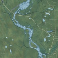 Second close-up of the map of Trapper Creek, Alaska print showing more streets and buildings