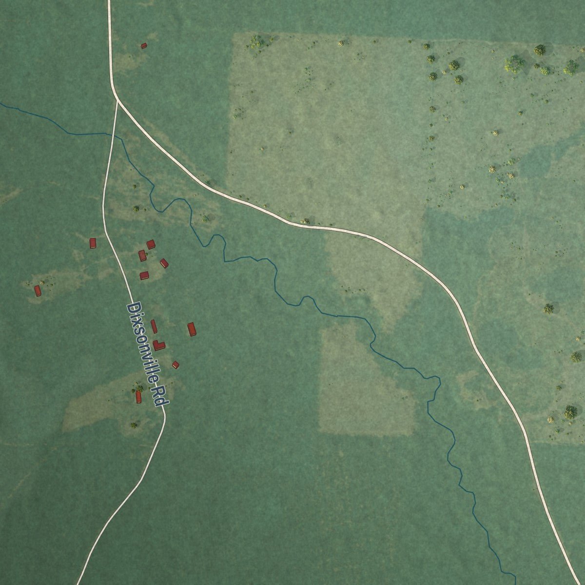 Second close-up of the map of Traskwood, Arkansas print showing more streets and buildings