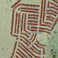 Second close-up of the map of Travis Ranch, Texas print showing more streets and buildings