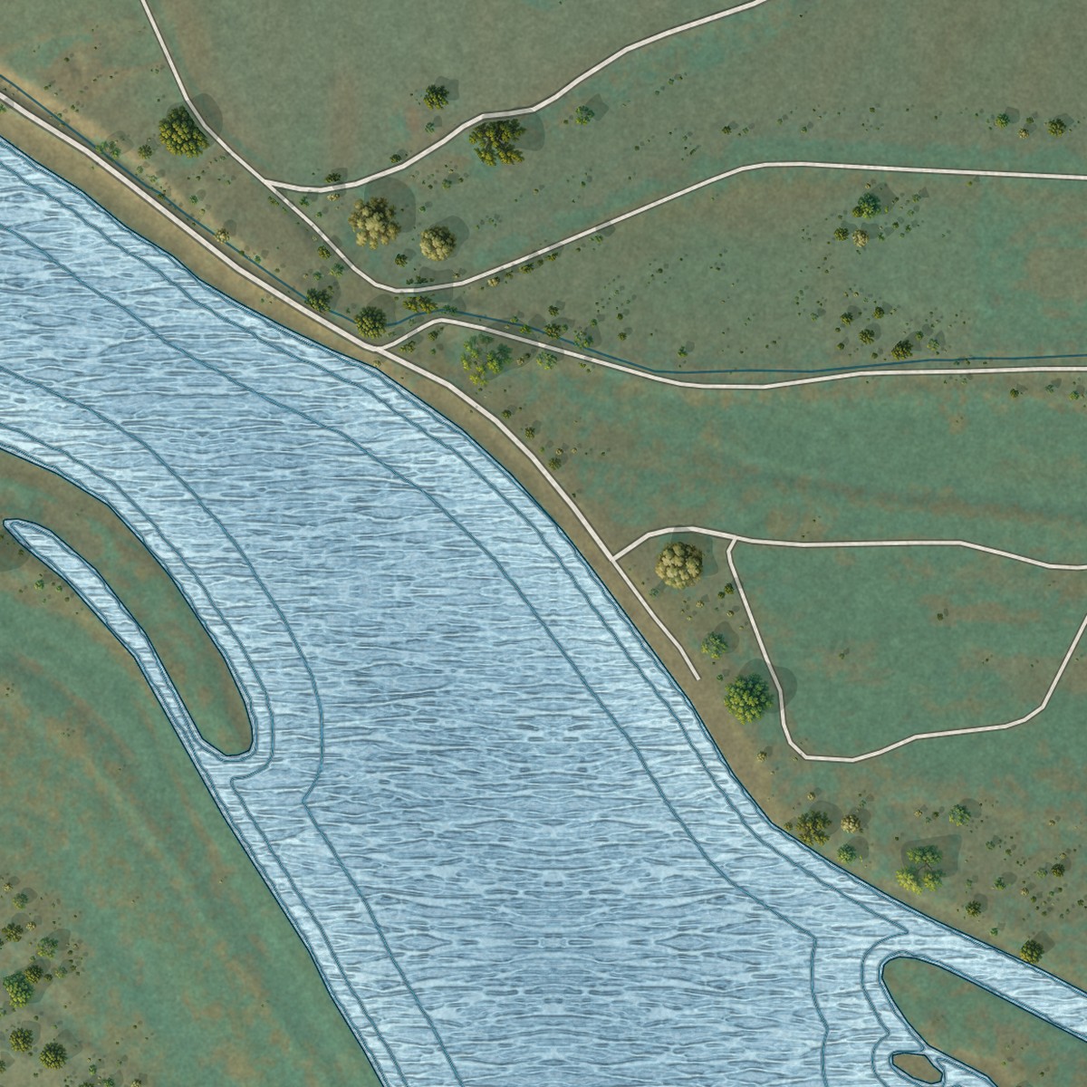 Second close-up of the map of Trenton, North Dakota print showing more streets and buildings