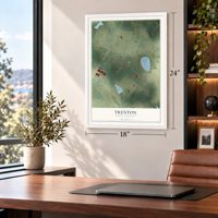 Trenton, South Carolina map, 18 x 24 inch print in a white frame in a home office