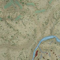 Second close-up of the map of Tres Arroyos, New Mexico print showing more streets and buildings