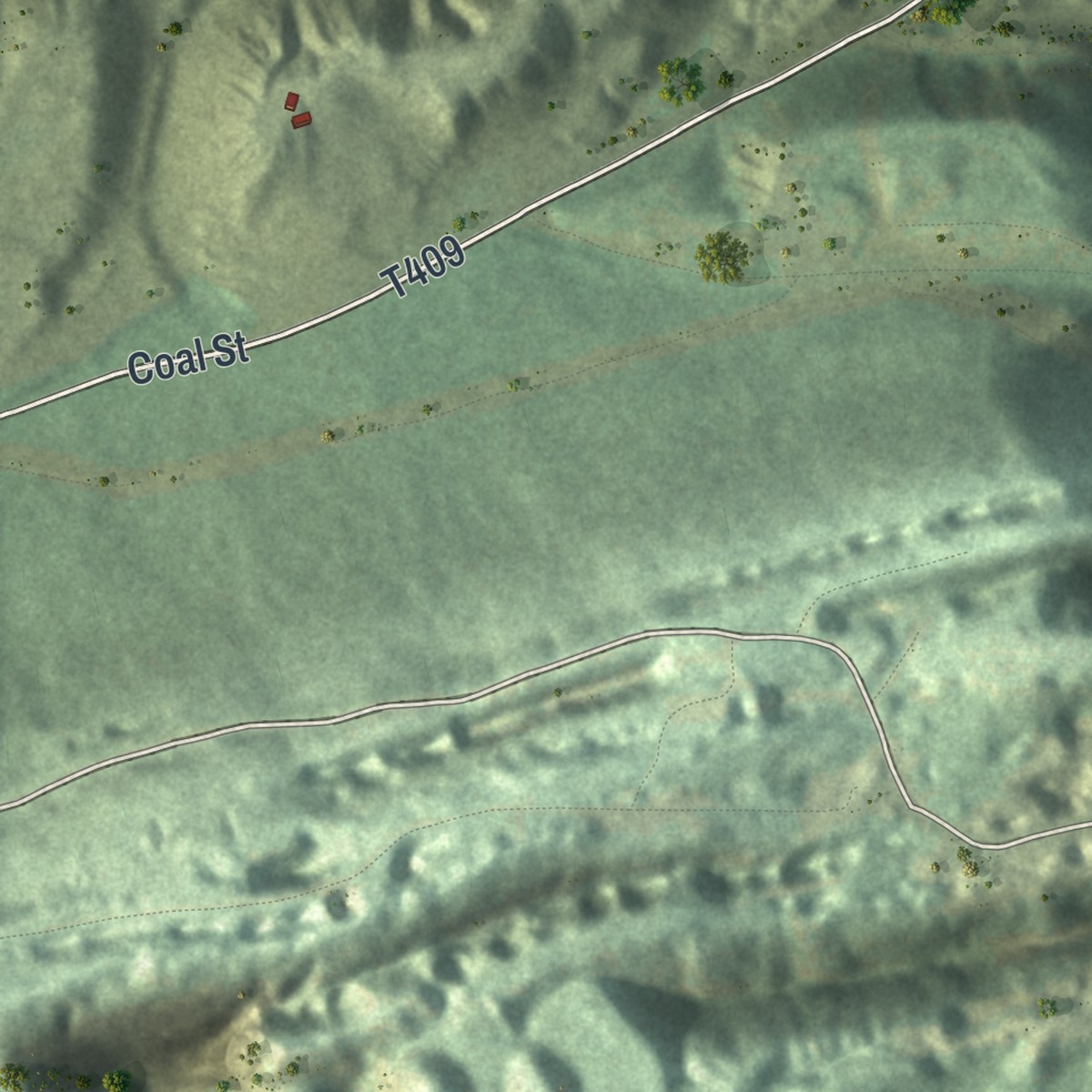 Second close-up of the map of Trevorton, Pennsylvania print showing more streets and buildings