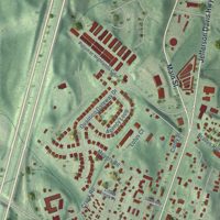 Second close-up of the map of Triangle, Virginia print showing more streets and buildings