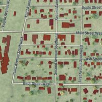 Second close-up of the map of Trimont, Minnesota print showing more streets and buildings