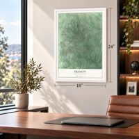 Trinity, North Carolina map, 18 x 24 inch print in a white frame in a home office