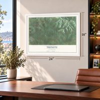Trinity, Tennessee map, 18 x 24 inch print in a white frame in a home office