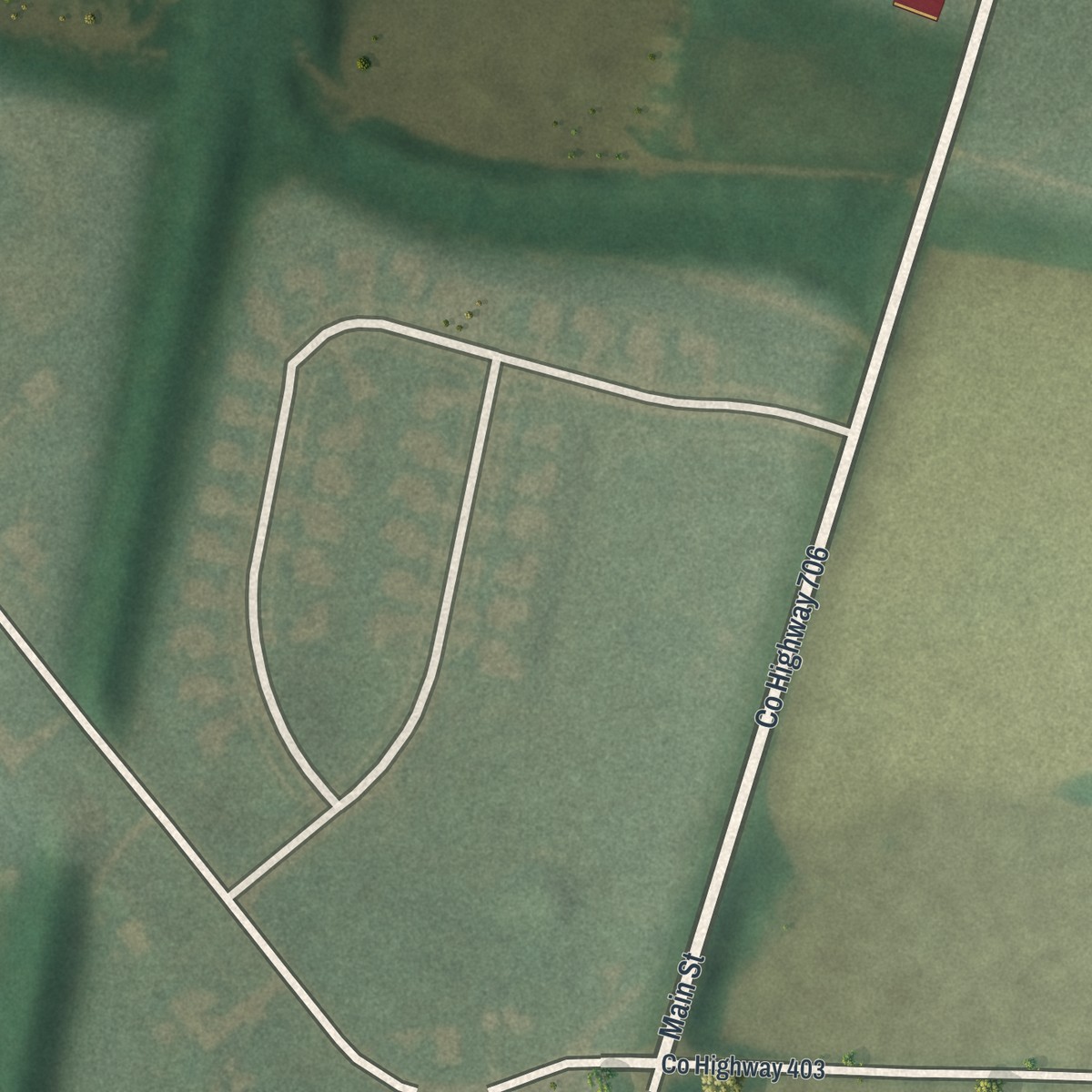 Second close-up of the map of Trinway, Ohio print showing more streets and buildings
