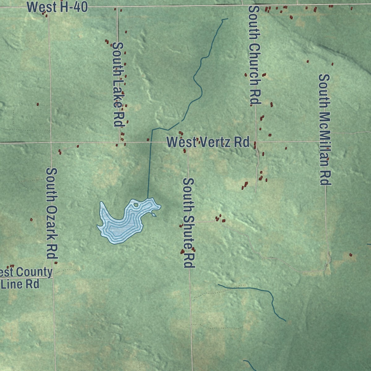 Second close-up of the map of Trout Lake, Michigan print showing more streets and buildings