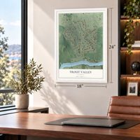 Trout Valley, Illinois map, 18 x 24 inch print in a white frame in a home office