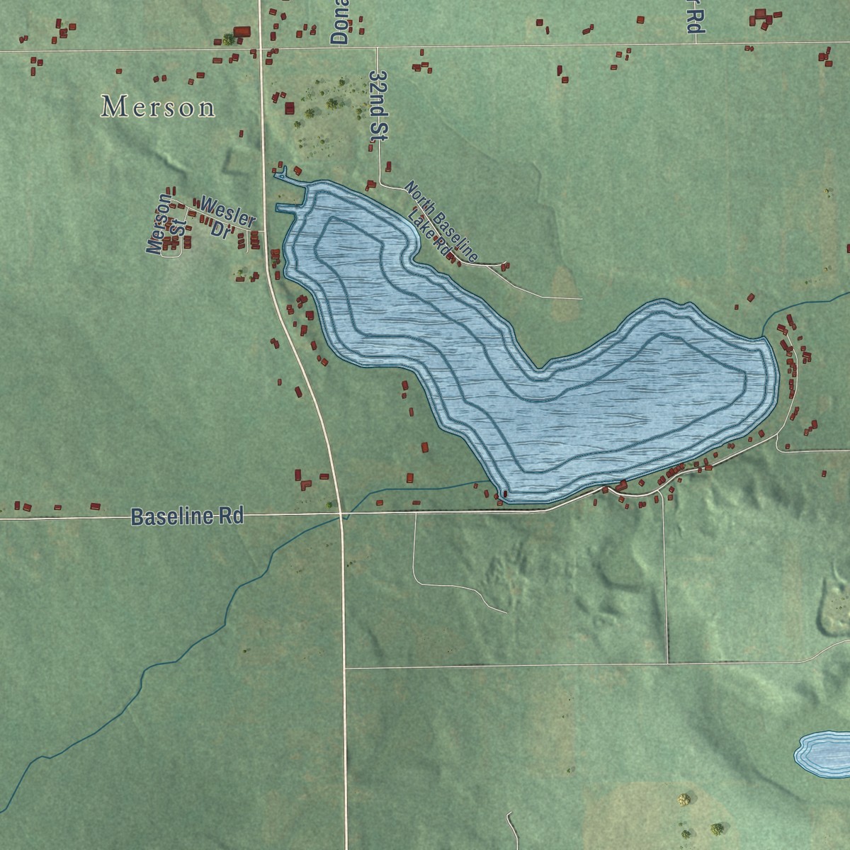 Second close-up of the map of Trowbridge, Michigan print showing more streets and buildings
