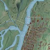 Second close-up of the map of Troy, New York print showing more streets and buildings