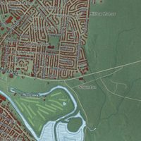 Second close-up of the map of Troy, Ohio print showing more streets and buildings