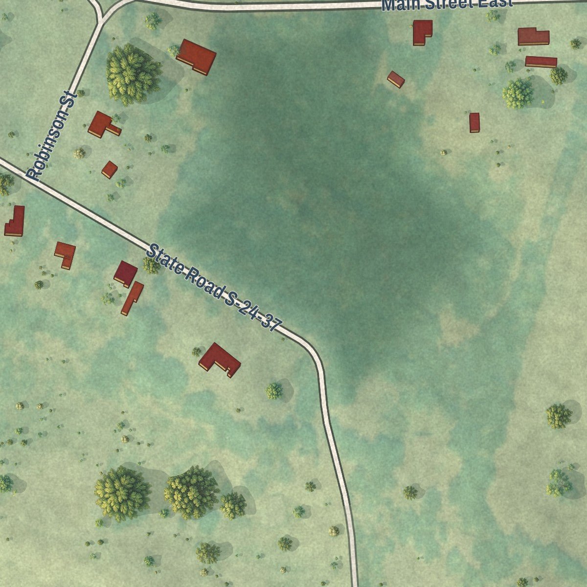 Second close-up of the map of Troy, South Carolina print showing more streets and buildings