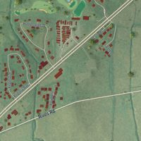 Second close-up of the map of Troy, Tennessee print showing more streets and buildings