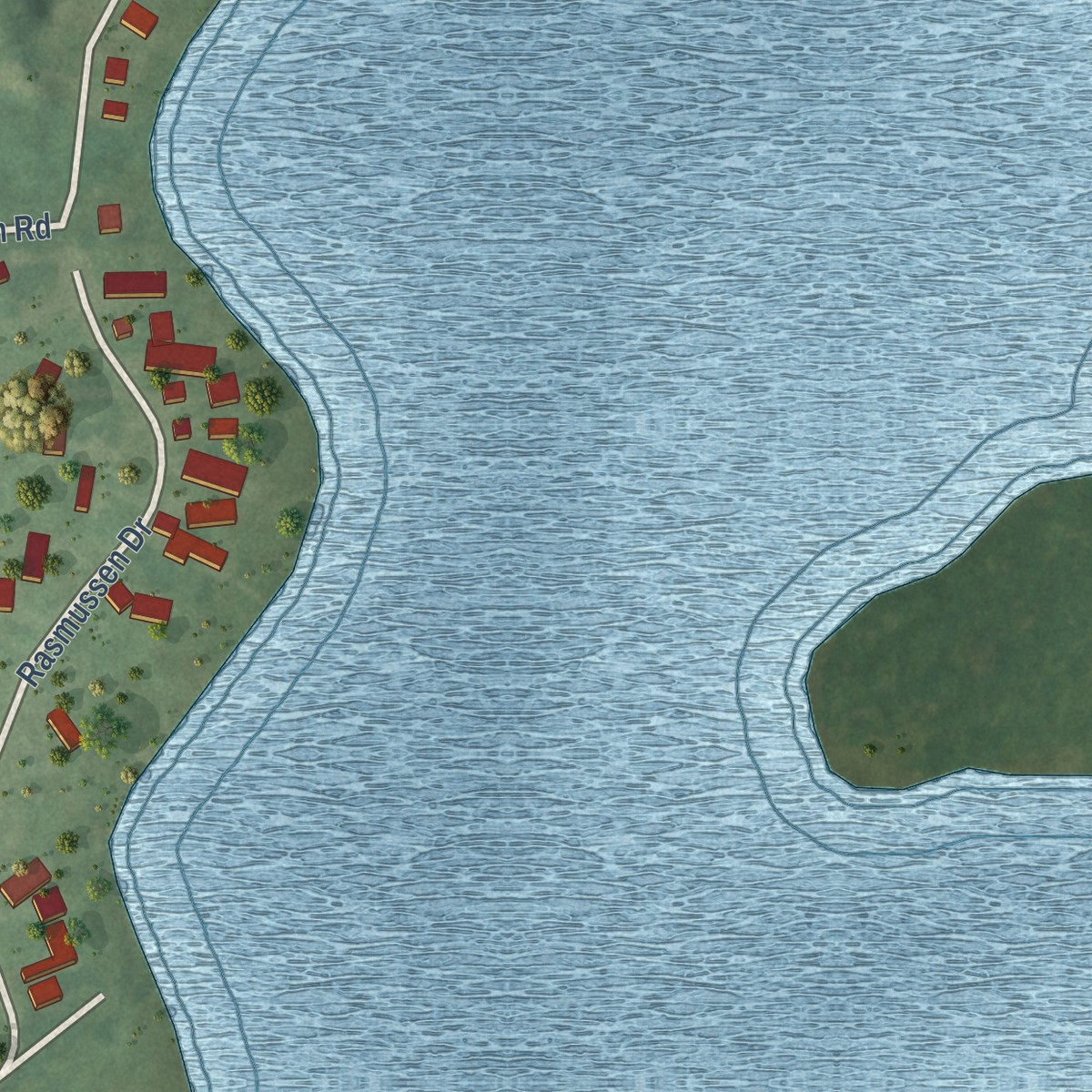 Second close-up of the map of Trufant, Michigan print showing more streets and buildings