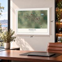 Trumann, Arkansas map, 18 x 24 inch print in a white frame in a home office
