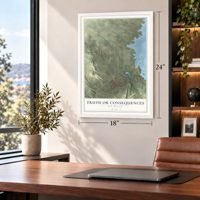 Truth or Consequences, New Mexico map, 18 x 24 inch print in a white frame in a home office