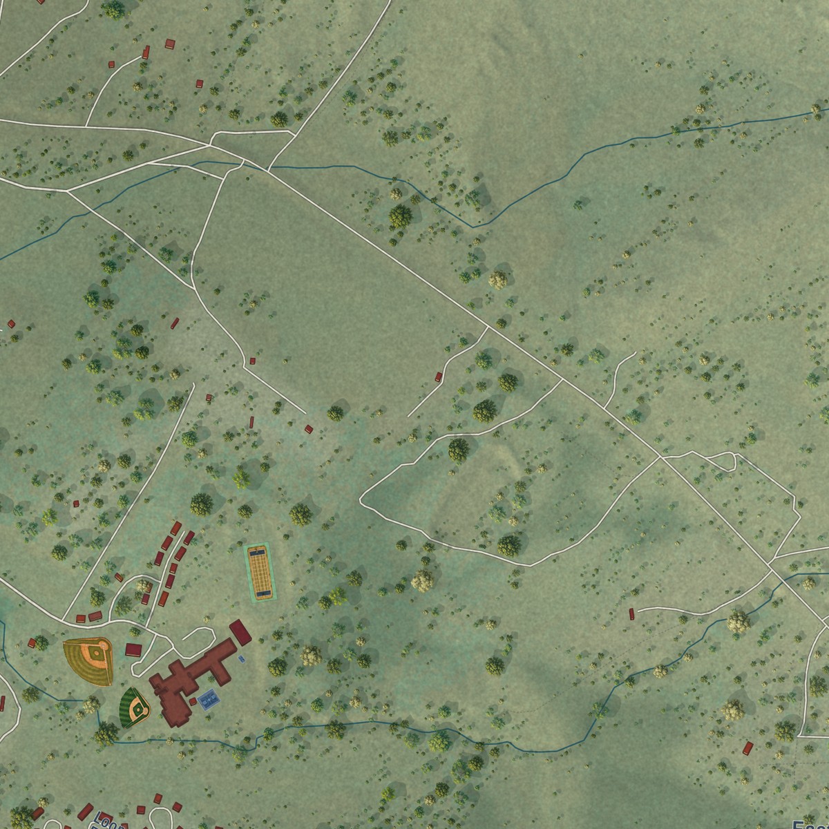 Second close-up of the map of Tsaile, Arizona print showing more streets and buildings
