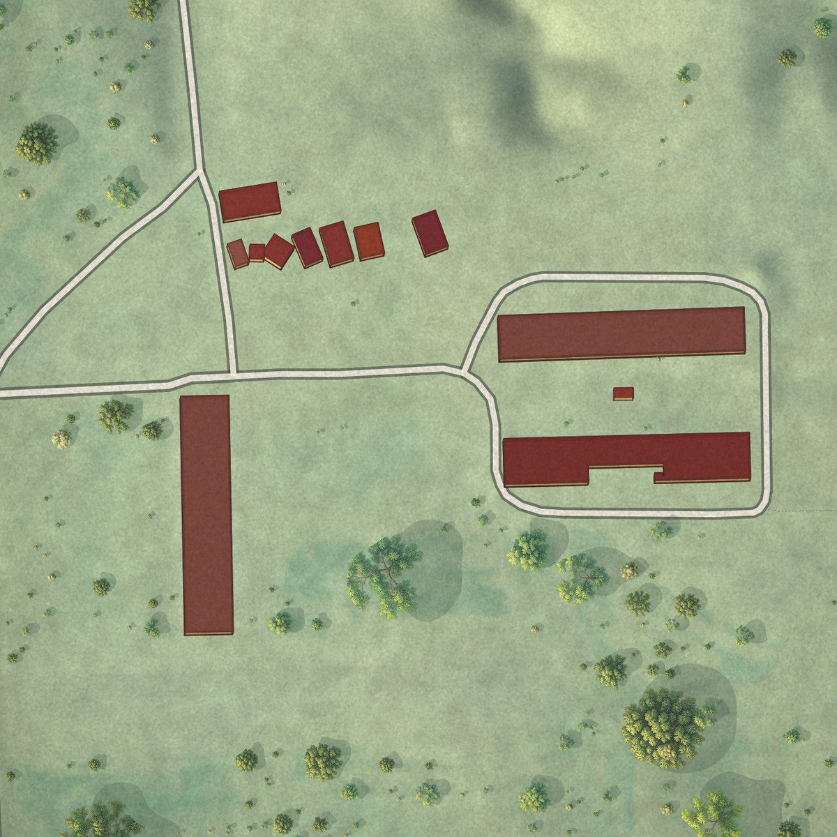 Second close-up of the map of Tschetter Colony, South Dakota print showing more streets and buildings
