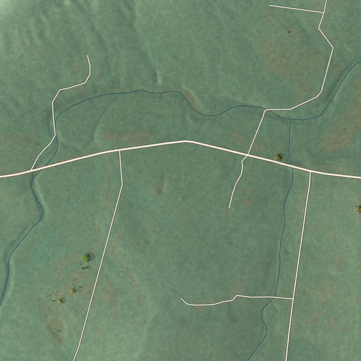 Second close-up of the map of Tuckers Crossroads, Tennessee print showing more streets and buildings