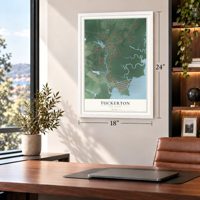 Tuckerton, New Jersey map, 18 x 24 inch print in a white frame in a home office