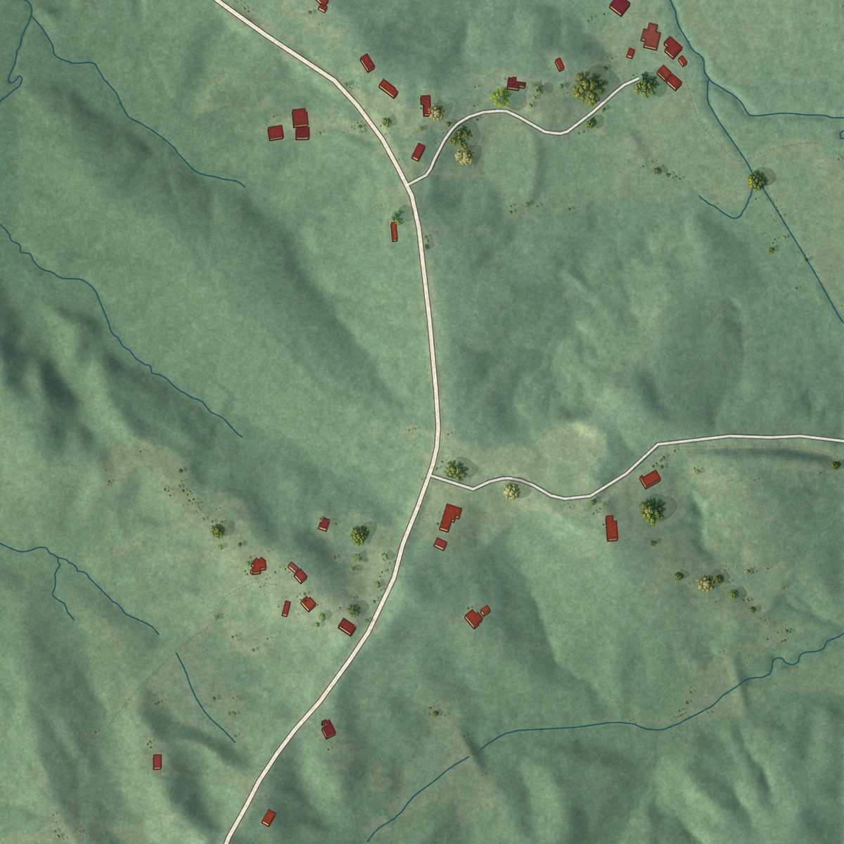Second close-up of the map of Tula, Mississippi print showing more streets and buildings