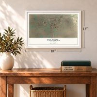 Tularosa, New Mexico map, 12 x 18 inch print in a white frame in an entryway