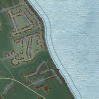 Second close-up of the map of Tulls, North Carolina print showing more streets and buildings