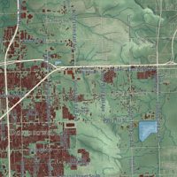 Second close-up of the map of Tulsa, Oklahoma print showing more streets and buildings