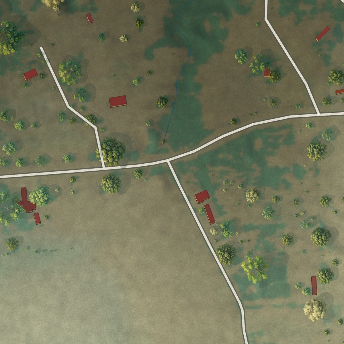 Second close-up of the map of Tunis, Texas print showing more streets and buildings