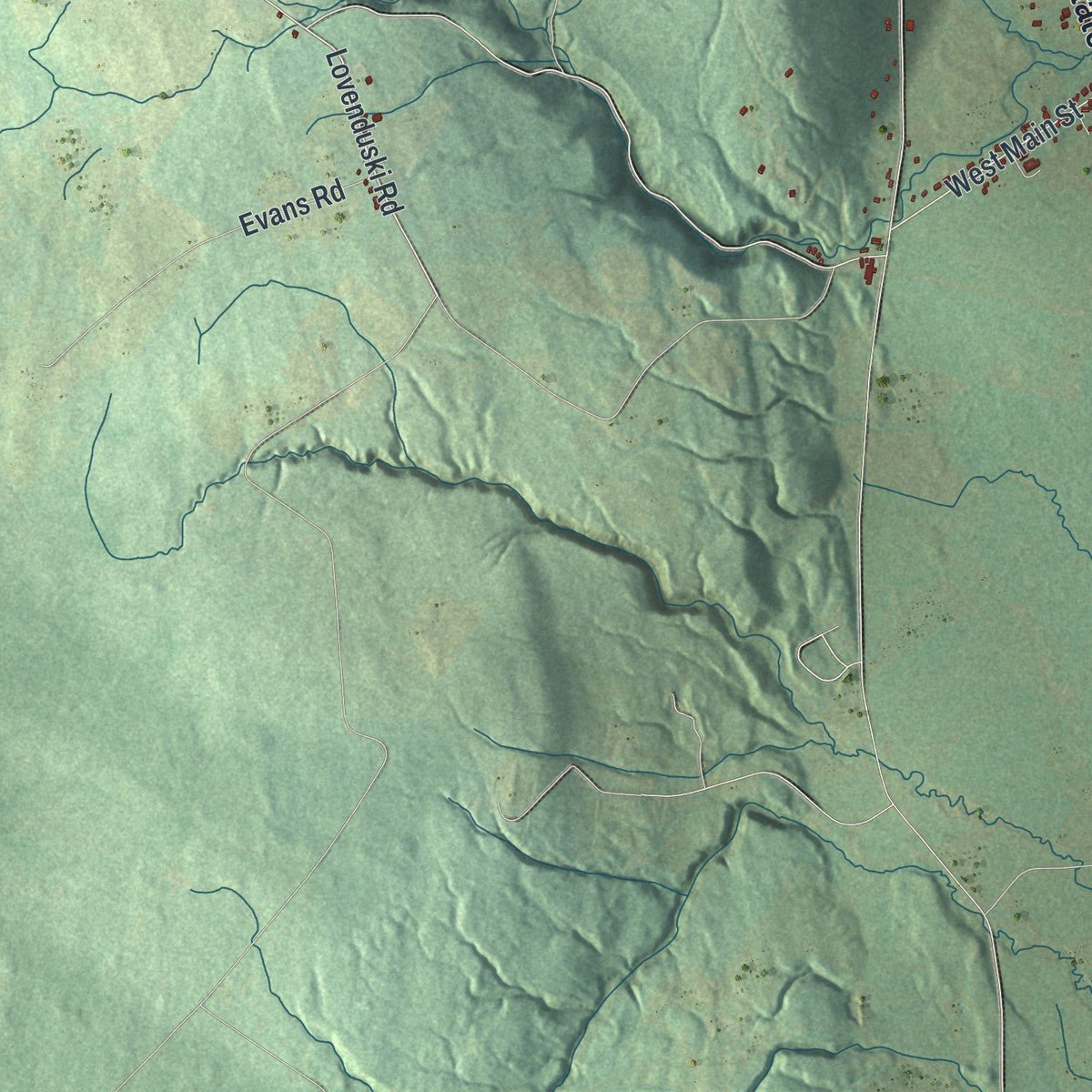Second close-up of the map of Turin, New York print showing more streets and buildings