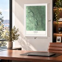 Turin, New York map, 18 x 24 inch print in a white frame in a home office