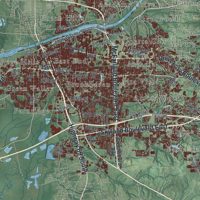 Second close-up of the map of Tuscaloosa, Alabama print showing more streets and buildings