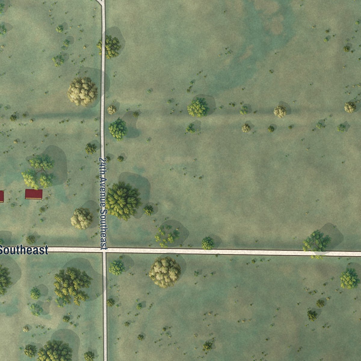 Second close-up of the map of Tuttle, North Dakota print showing more streets and buildings