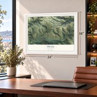 Twain, California map, 18 x 24 inch print in a white frame in a home office