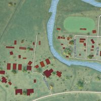 Second close-up of the map of Twin Bridges, Montana print showing more streets and buildings