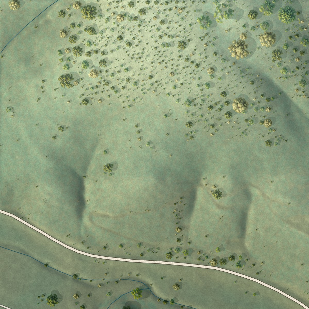 Second close-up of the map of Twin Forks, New Mexico print showing more streets and buildings
