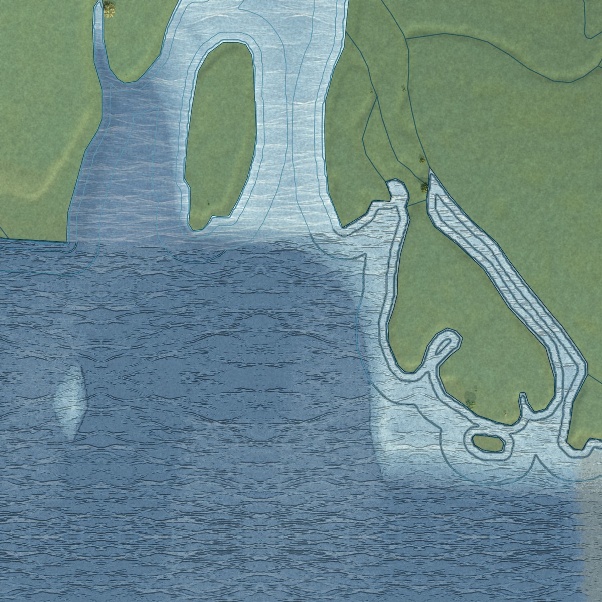 Second close-up of the map of Twin Hills, Alaska print showing more streets and buildings