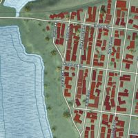 Second close-up of the map of Twin Lakes, California print showing more streets and buildings
