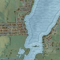 Second close-up of the map of Twin Lakes, Wisconsin print showing more streets and buildings