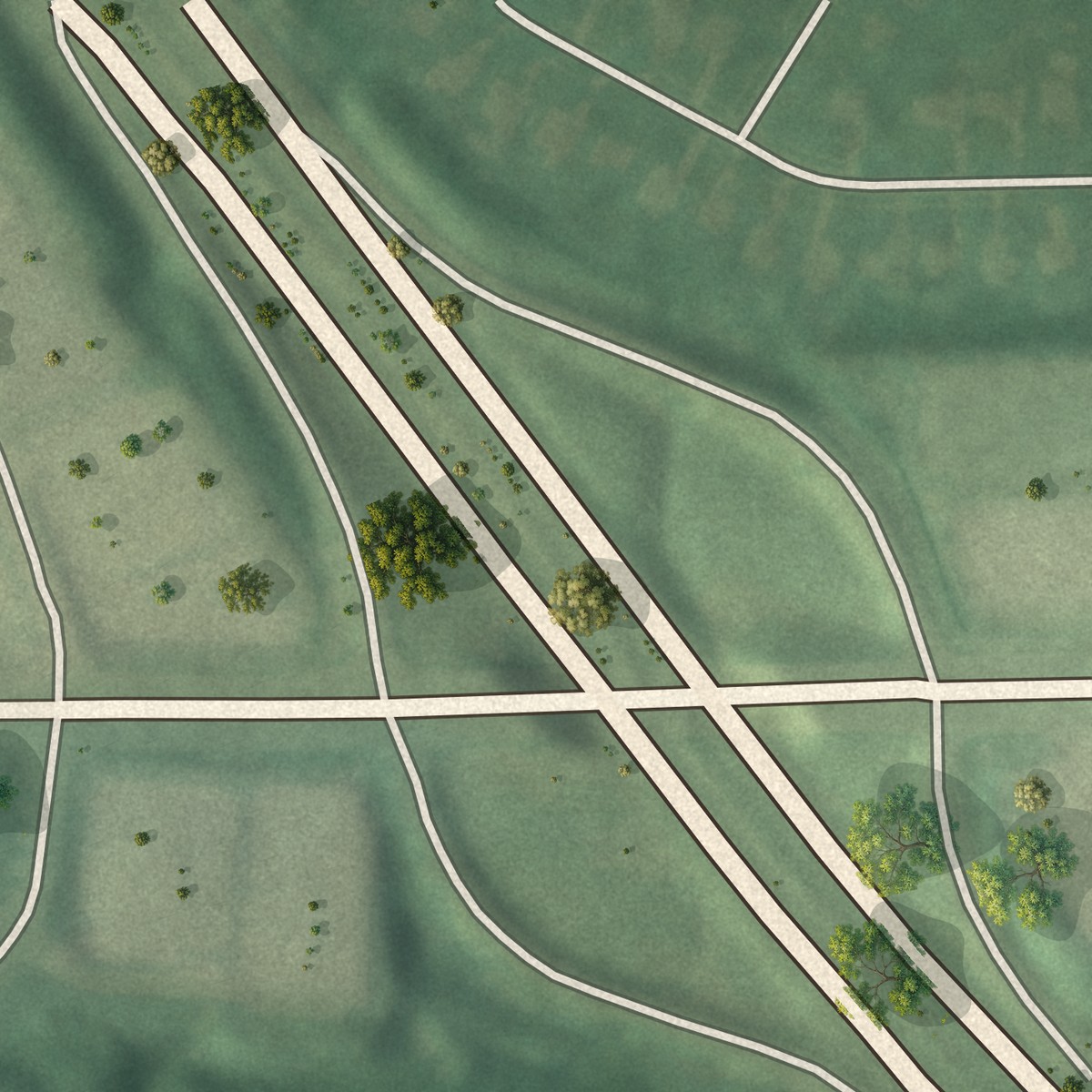 Second close-up of the map of Twinsburg Heights, Ohio print showing more streets and buildings