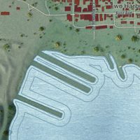 Second close-up of the map of Two Harbors, Minnesota print showing more streets and buildings
