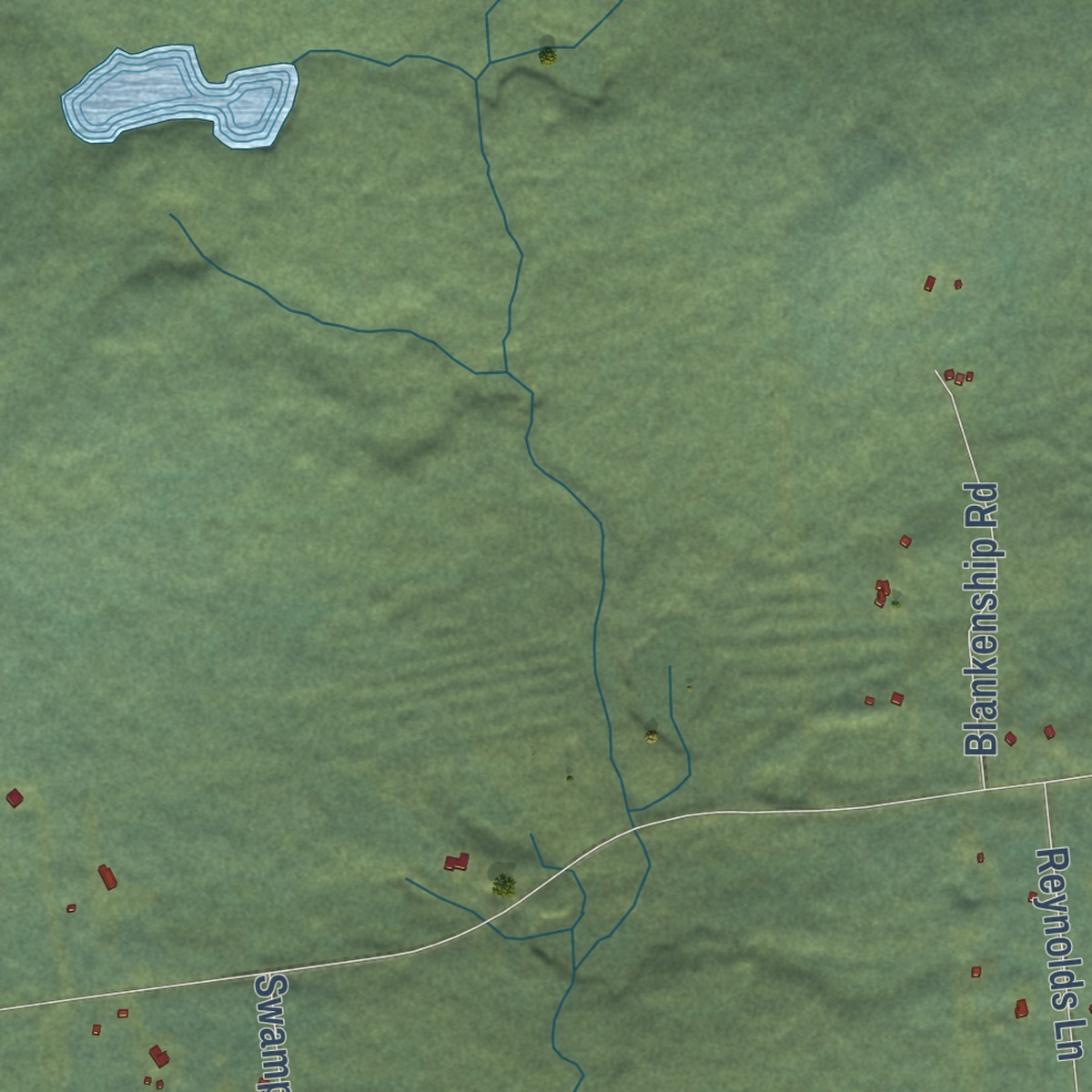 Second close-up of the map of Two Rivers, Alaska print showing more streets and buildings