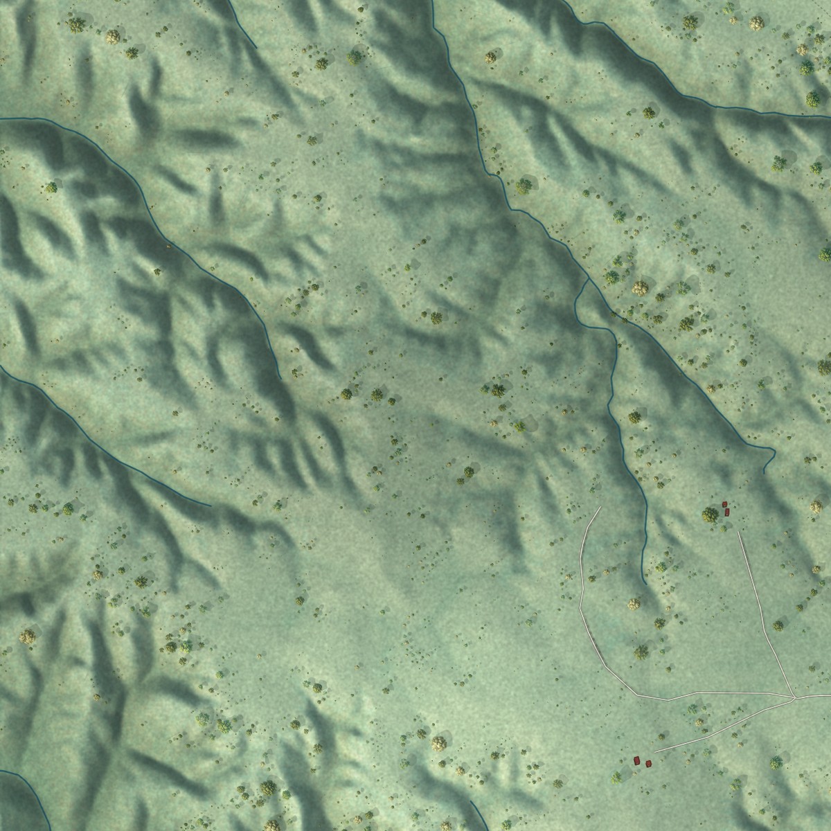 Second close-up of the map of Two Strike, South Dakota print showing more streets and buildings