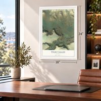 Tygh Valley, Oregon map, 18 x 24 inch print in a white frame in a home office