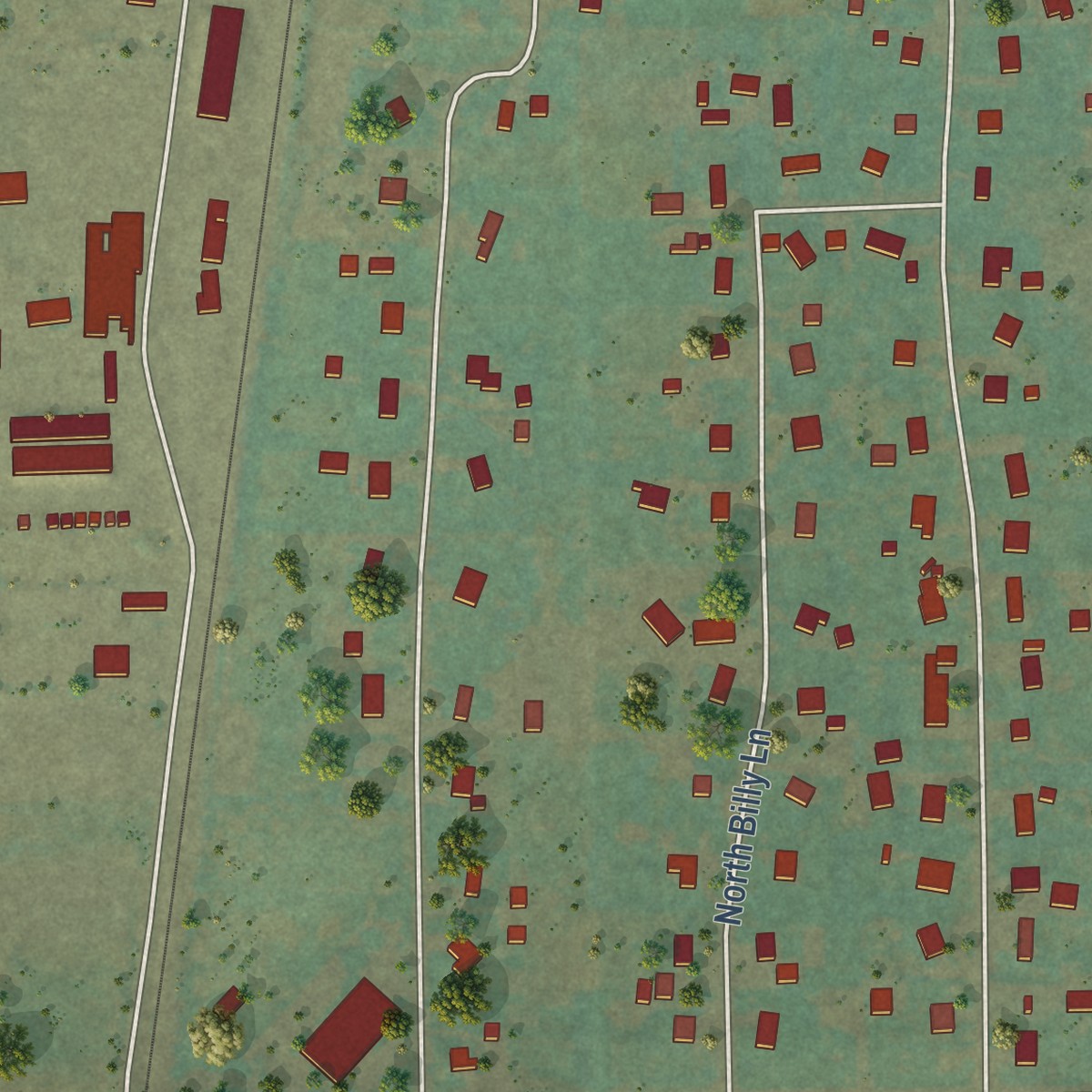 Second close-up of the map of Tyhee, Idaho print showing more streets and buildings