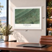 Tylersville, Pennsylvania map, 18 x 24 inch print in a white frame in a home office